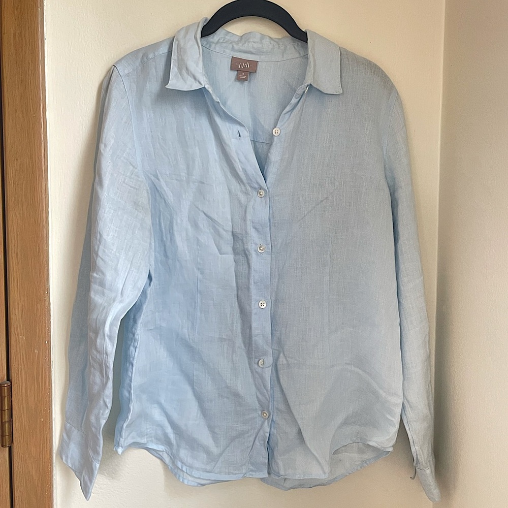 J. Jill Light Blue Button Down Shirt